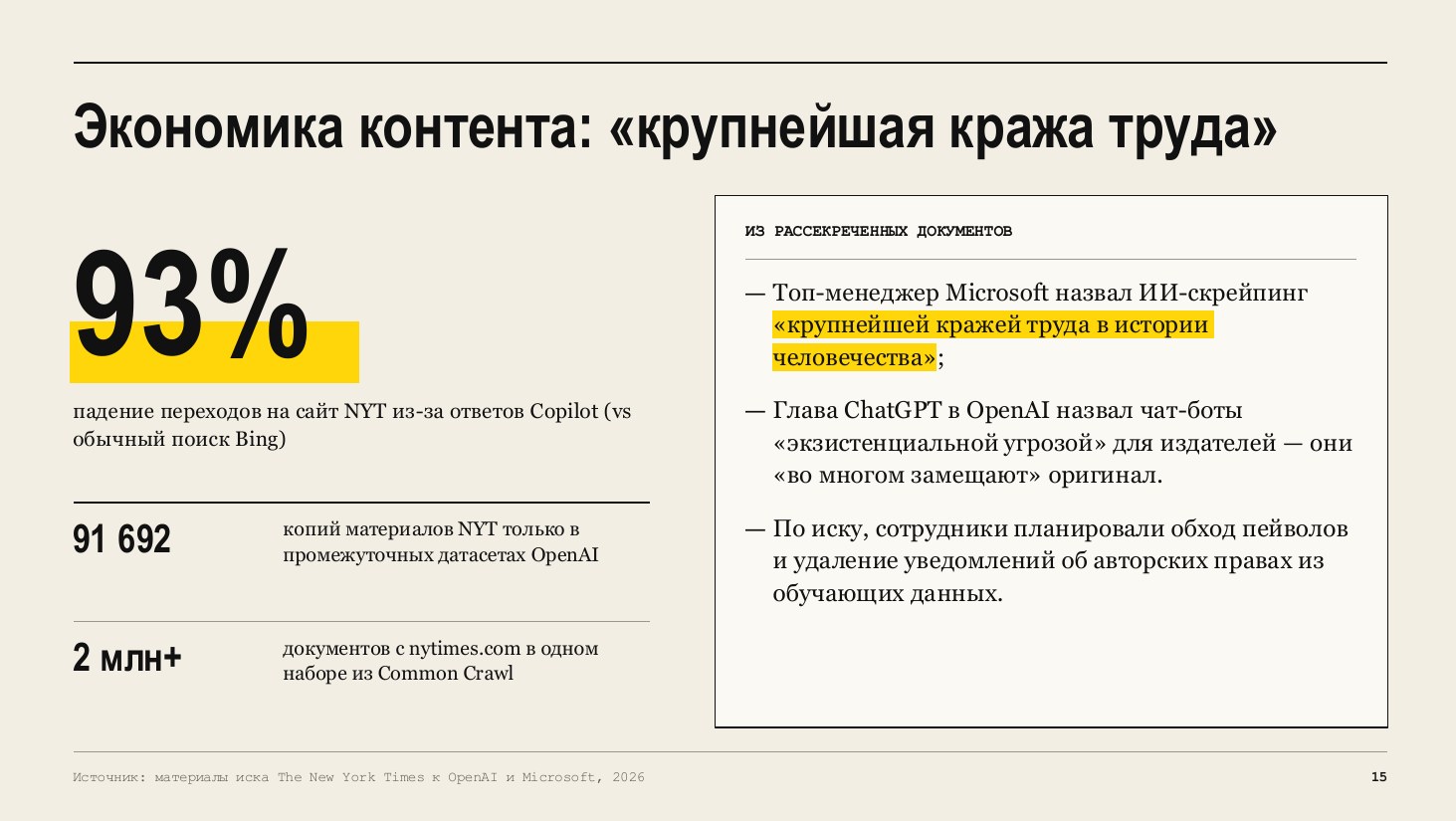 Slide: content economy and the NYT case